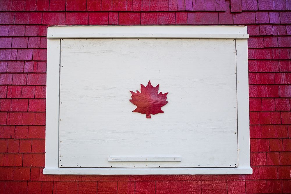 Canada-New Brunswick-Campobello Island-Welshpool-house with Canadian Maple Leaf designs